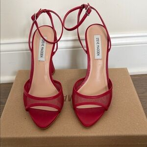 Steve Madden Red Beki Flare-heel Sandals